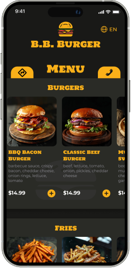 restaurant template with burgers