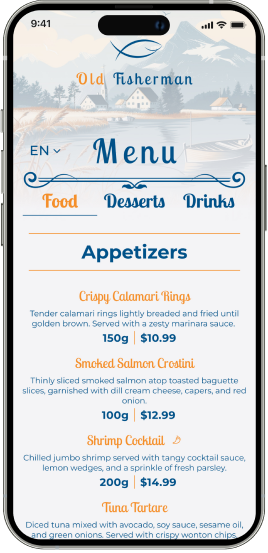 fish-themed restaurant app