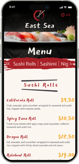 east sea sushi restaurant template