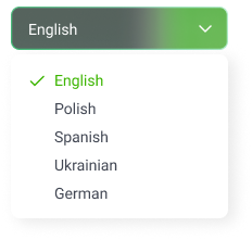 dropdown menu listing all available languages