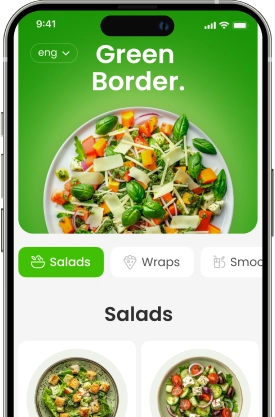 green border restaurant menu on a mobile app