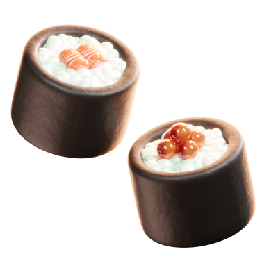 a 3d stylized sushi rolls