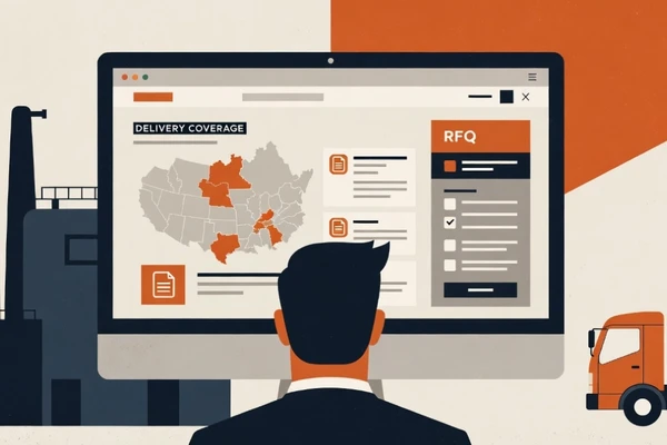 Persona mirando el sitio web de distribución