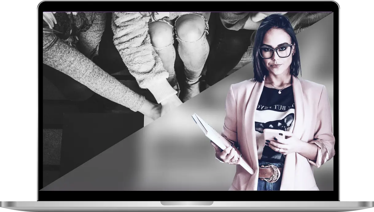 a laptop with a girl on the screen