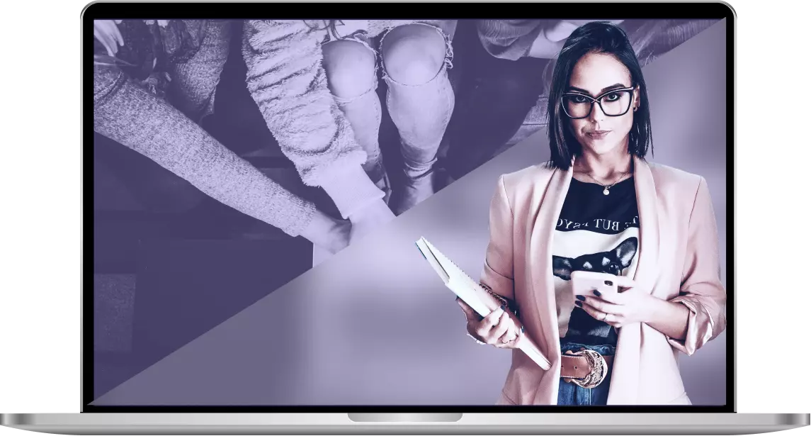 a laptop with a girl on the screen