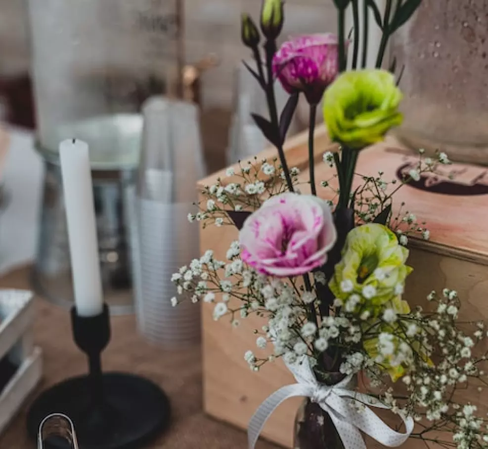 Flowers and candle