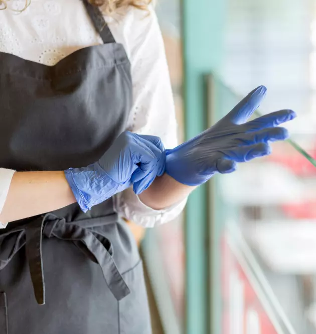 an employee in special clothing