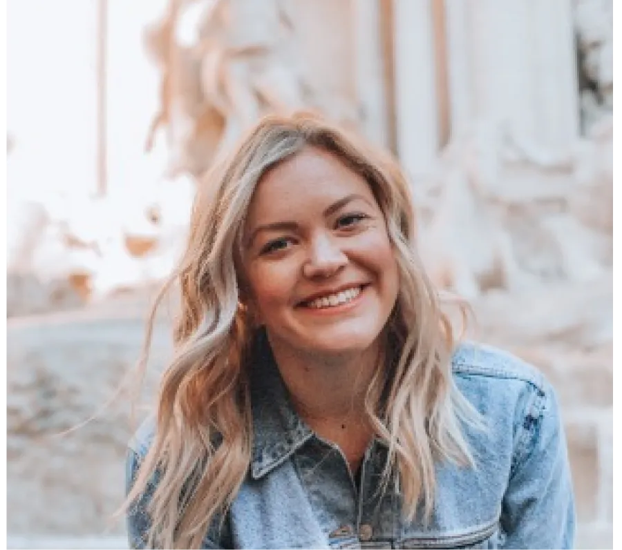 blonde in a denim jacket