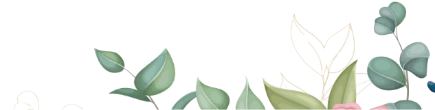 grüne Blätter und Blüten