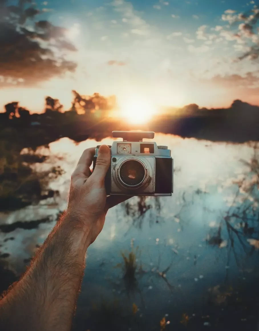 Ruka držící fotoaparát
