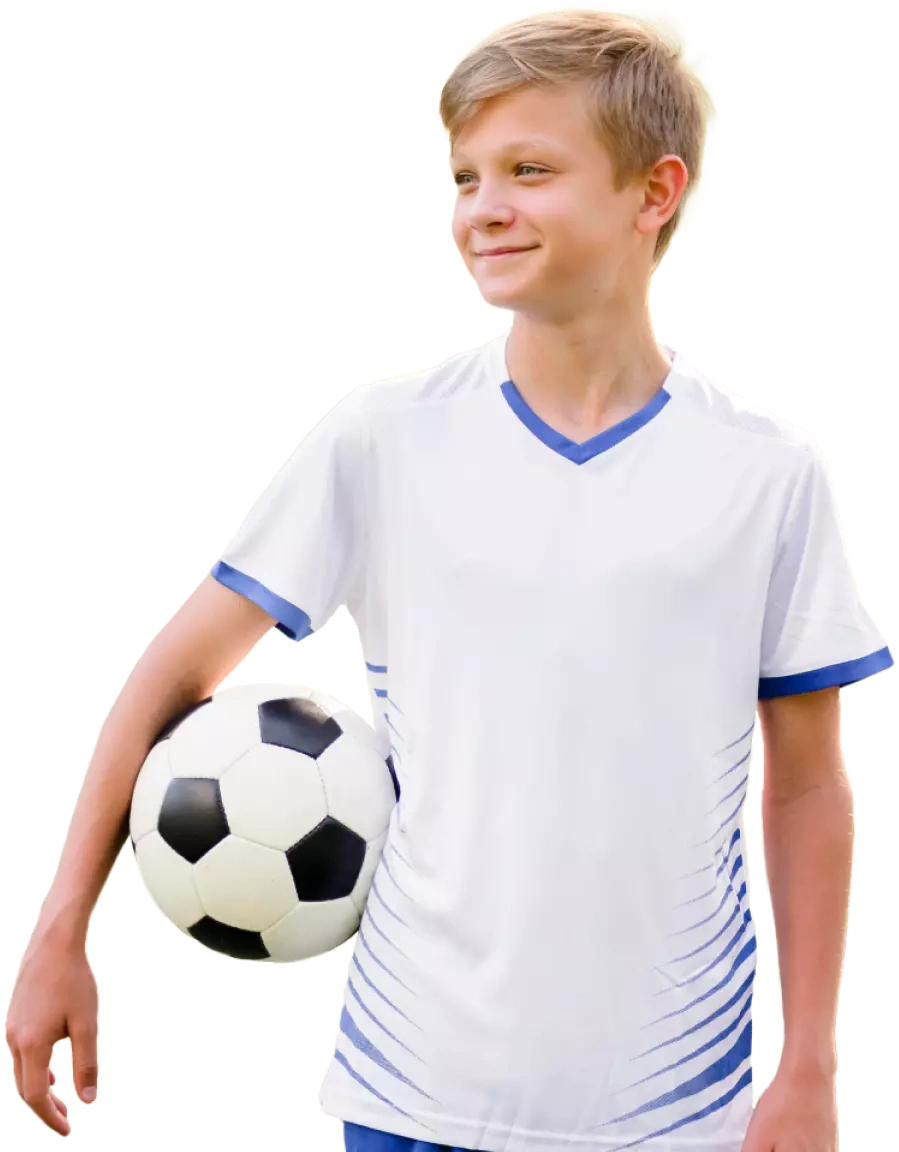 The boy in the white T-shirt