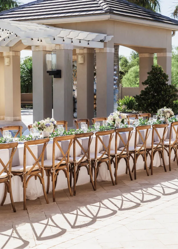 Banquet table in honor of a wedding