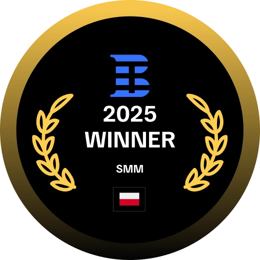 A shaped badge with the name of the award