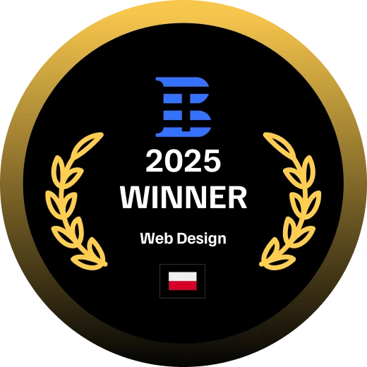 A shaped badge with the name of the award