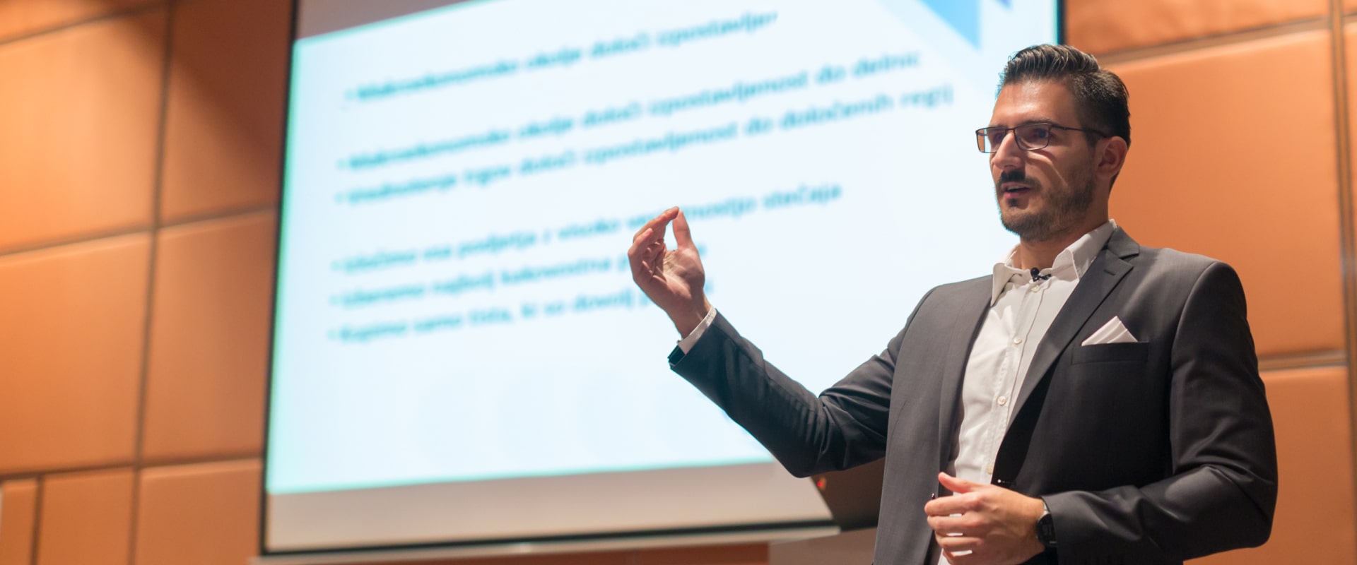 Gesturing man during his presentation