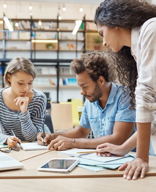 Young people are planning next tasks at work