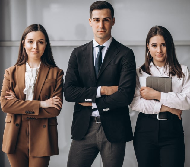 Three young smiling employees