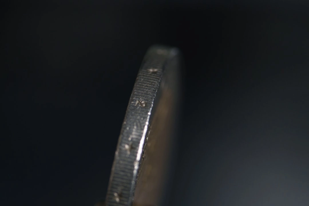 Close-up of a thin, metallic object edge.