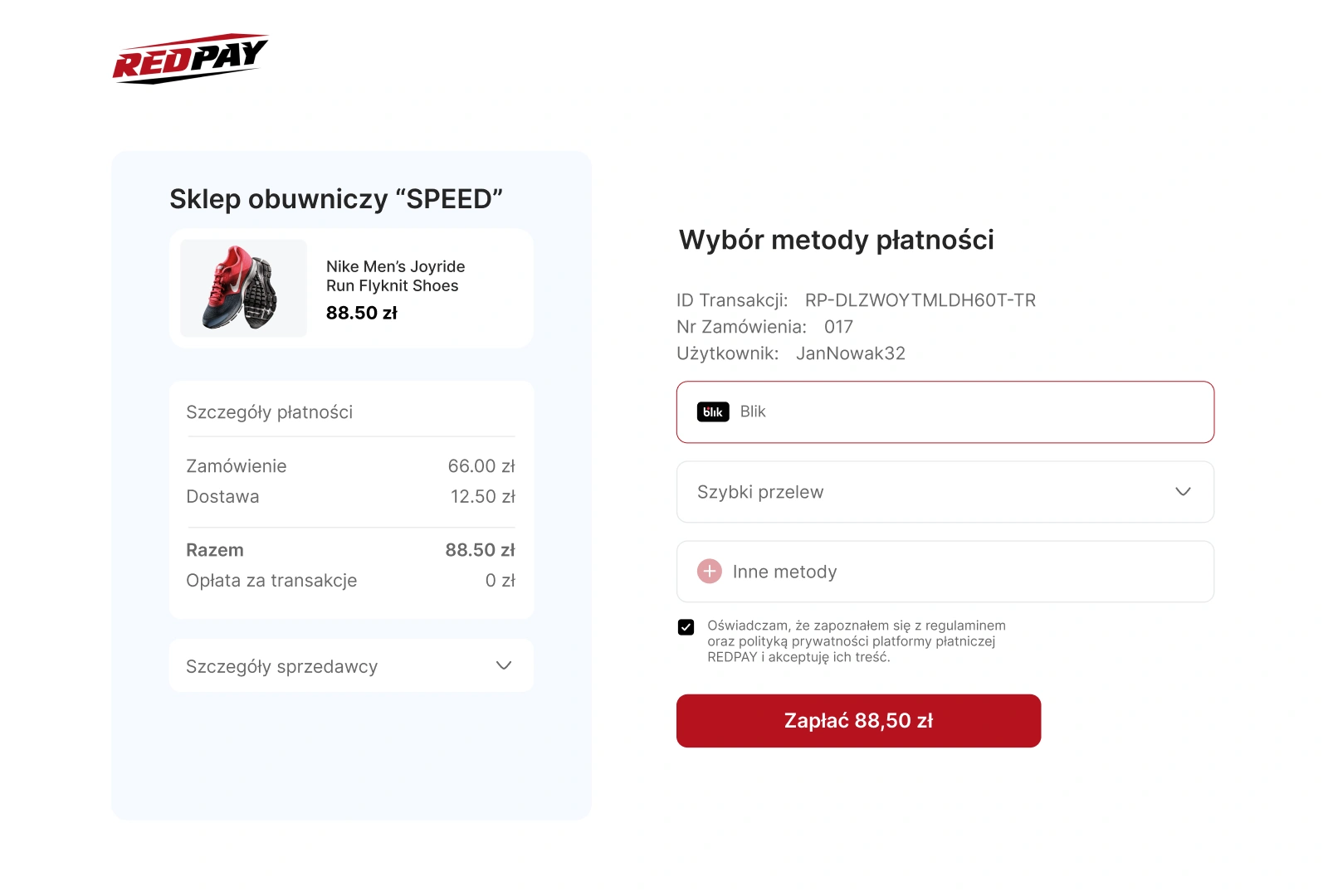 An example of a visual shopping cart on a website