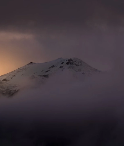 Snowy mountain peaks